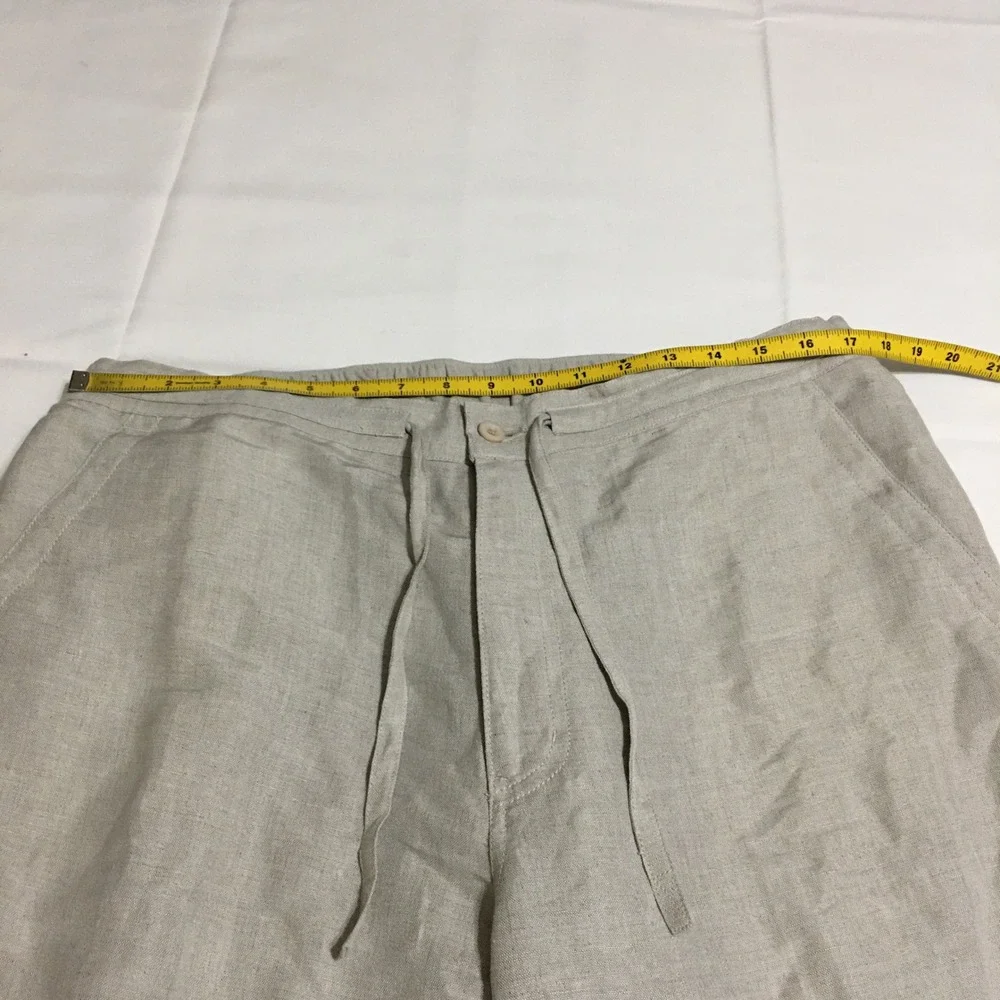 Cubavera Linen Blend Pants Mens Large Beige Drawstring Casual Relaxed